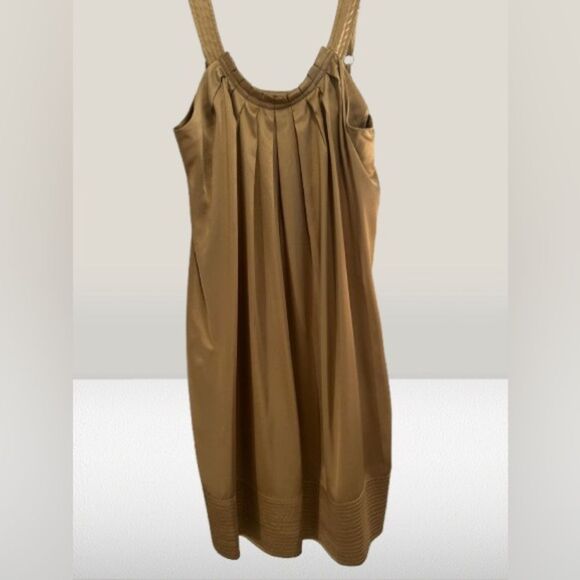 BCBGMaxAzria SILK Gold Sleeveless Midi - Picture 1 of 11